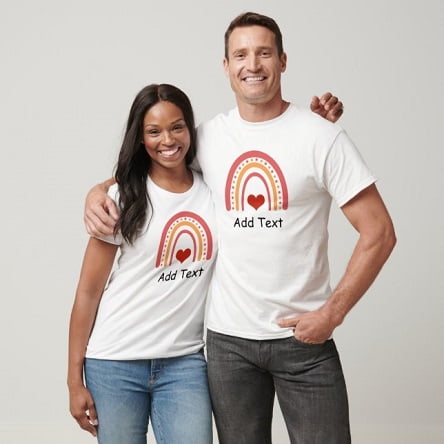 Heart Boho Rainbow Couple T-Shirt
