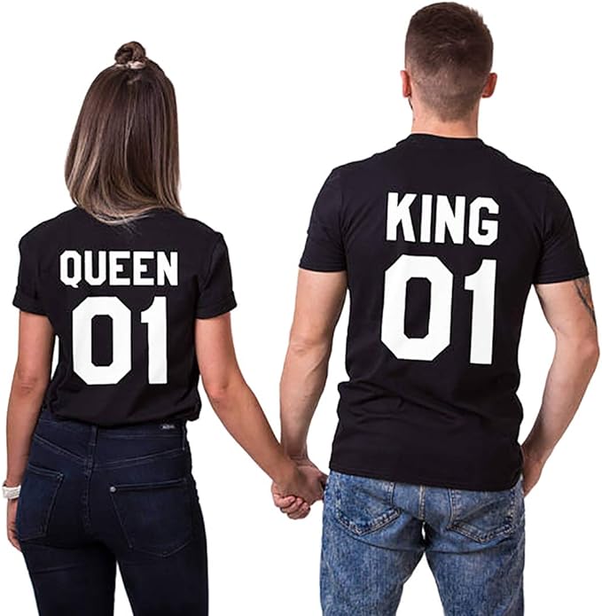 King 01 and Queen 01 Matching Couples T-Shirts