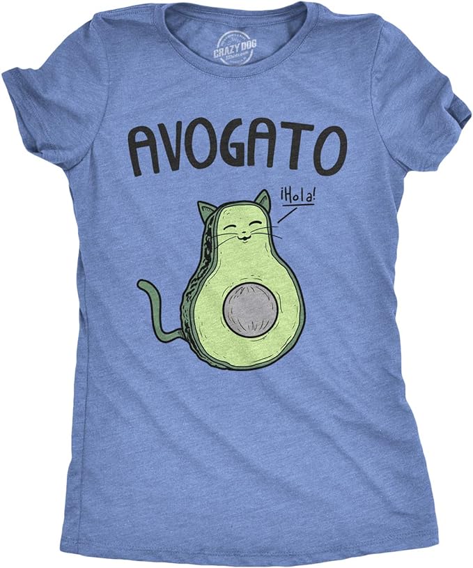 Womens Avogato Funny T Shirt Avocado Cat Cute Face Graphic Novelty Tee for Girls